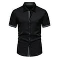 thumbnail image 2 of Mens T-Shirts Dress Solid Short Sleeve Stretch formal Business Casual Button Down Easter Shirts for Boys, 2 of 4