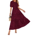 thumbnail image 1 of Vestido MIDI KIRUNDO para mujer, de verano, con estampado floral, color rojo vino, 1 of 8