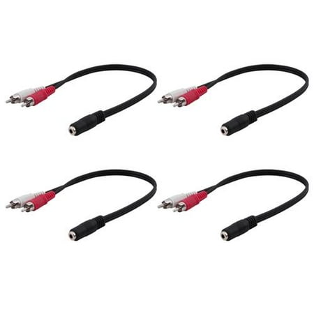 Vision Audio Bundle - 3.5mm to rca adapter by Insten 4 Pcs 3.5mm Female Stereo to 2 RCA Light & Audio Male Connectors Cable Adapter (4-Pack Bundle)