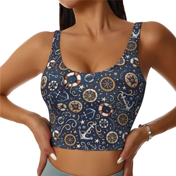 Fotbe Nautical Sujetador Deportivo Largo sin Aros para Mujer con Almohadillas y Soporte Medio, Transpirable y Absorbente, Camiseta Tipo Chaleco o Tank Top-XX-Large