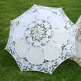 thumbnail image 4 of Paraguas de encaje para boda, estilo elegante, romántico, para decoración de bodas, accesorios de fotos, mango pequeño blanco, 26 cm/10,23 pulgadas de diámetro, 29 cm/11,41 pulgadas de alto., 4 of 6