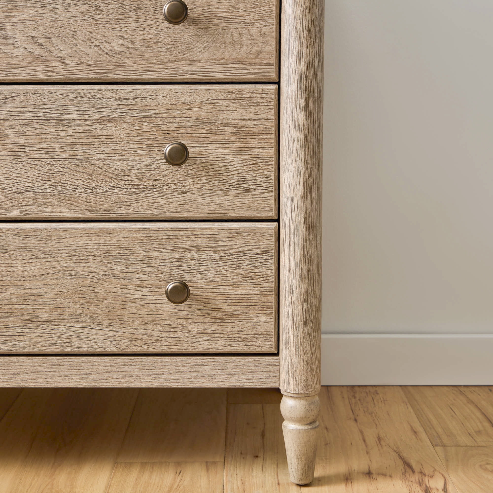 (2 pack) My Texas House Monroe 3 Drawer Nightstand with USB, Brushed Oak Finish