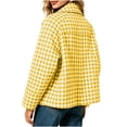 thumbnail image 6 of BXJX Womens Plaid Shackets, Lapel Collar Lightweight Button Down Long Sleeve Shacket Jackets with Pockets Yellow Size L, 6 of 7
