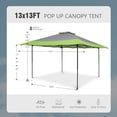 thumbnail image 6 of Alpha Joy 13'x13 Pop Up Canopy Tent Outdoor Event Camping Instant Tent with Roller Bag, Green, 6 of 8