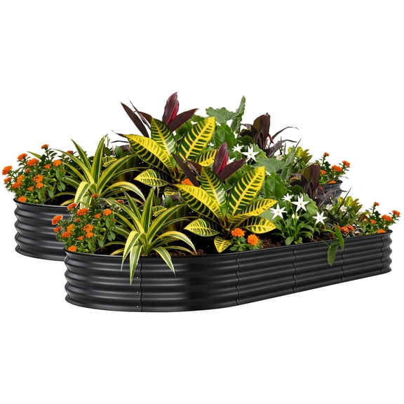 2 Pack Galvanized Raised Garden Bed Outdoor, 8x4x1 ft Metal Planter Box for Flowers Vegetables, Rust-Resistant Raised Garden Beds for Gardening, Easy Assembly, Gray