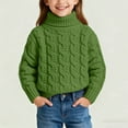 thumbnail image 6 of Children Knitted Top Turtleneck Sweater Jumper Solid Color Sweater for Girls Sweaters Pullover Knitwear Long Sleeve Kids Boys Girls Clothes Green 6-7 Years, 6 of 6