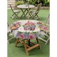 thumbnail image 4 of Outdoor Tablecloths with Umbrella Hole & Zipper, Spring Gnomes Round Tablecloth 54 Inch, Vintage Botanical Blossom Rose Leaves Waterproof Table Cloth, Patio/Pool/Picnic Table Covers, 4 of 8