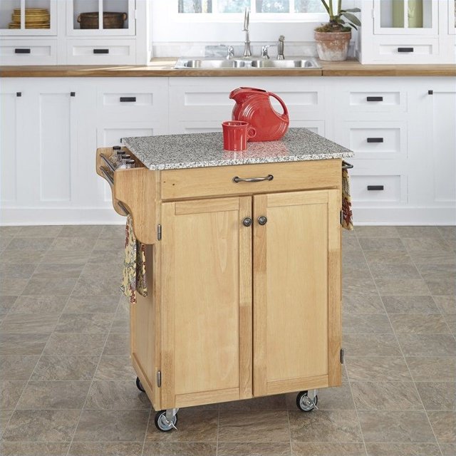 Homestyles Cuisine Cart Wood Kitchen Cart in Brown