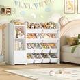 thumbnail image 3 of Hiphuta 44”Wide Kids Bookcase Toy Storage Organizer with 12 Removable Toy Boxes, Wooden Toy Chest for Kids, Kids Storage Bookshelf for Small Bedroom Playroom, White, 3 of 8