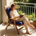 thumbnail image 4 of Rocking Chair Cushion 43.31 x 19.69 Inch for Indoor Outdoor Dark Blue, High Back Thick Tufted Adirondack Chair Pads with Ties, Comfortable Patio Furniture Cushion, Outdoor Seating Furniture, 4 of 4