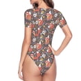 thumbnail image 4 of The Xecao Foxes Women's Crew Neck Body Suit, a short-sleeved bodysuit and basic swimsuit, both comfort and style for dating and daily life, 4 of 9