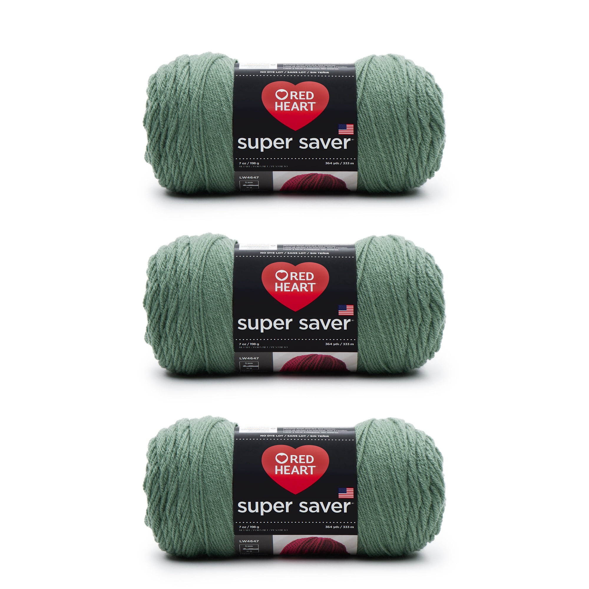 Red Heart Super Saver Light Sage Yarn 3 Pack of 198g/7oz Acrylic