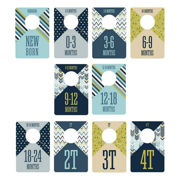 Baby Boy Closet Clothing Dividers / Closet Organizer For Baby Clothes Newborn To 4T / 4" x 6" Boy Nursery Clothes Size Dividers