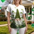 thumbnail image 5 of felwors Womens Scrubs Plus Size St Patricks Day Shirts Shamrock Printed V Neck Short Sleeve Nursing Tops Pocket Nurse Uniform (White, XL), 5 of 7