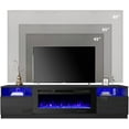 thumbnail image 3 of MELLCOM 80" Fireplace TV Stand, Entertainment Center with 16 Color Led Lights and 12 Flame Fireplace Insert Heater, TV Console for TVs up to 90" for Living Room, Black, 3 of 9