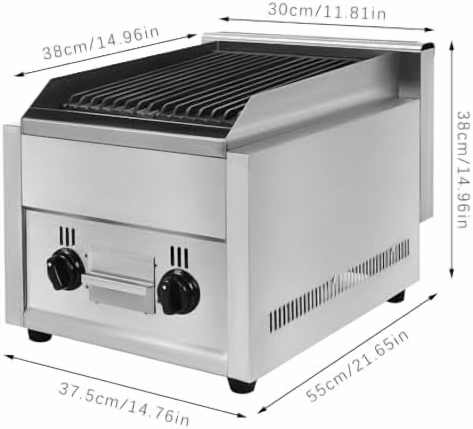 Commercial Gas Grill Heavy Duty Gas Countertop Volcanic Stone Cast Iron Grill Independently Controlled Dual Systems for Commercial & Outdoor BBQ