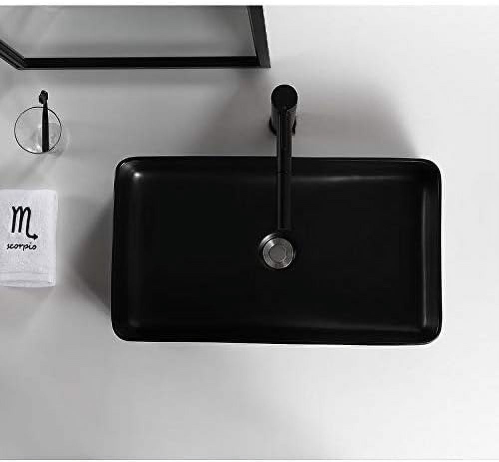 Mocoloo 24" Black Rectangle Bathroom Sink Modern Above Counter Porcelain Ceramic Sink Art Basin