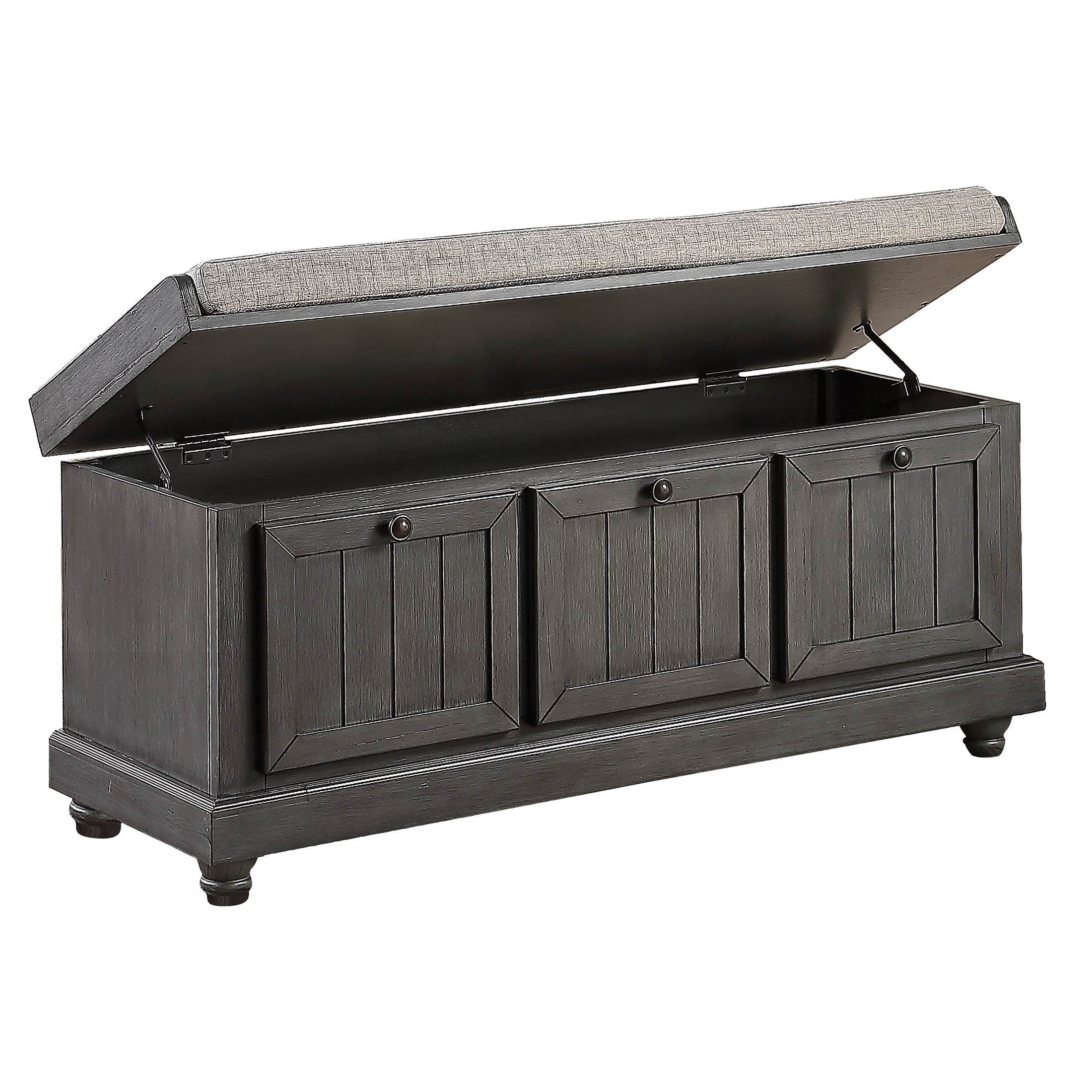 OakvillePark Morton Lift Top Storage Bench, Distressed Dark Gray
