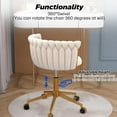 thumbnail image 6 of Velvet Woven Home Office Chair, Modern Swivel Desk Chair with Wheels, Height Adjustable Vanity Chair with Gold Metal Base and Hand Weaving Back, Beige, 6 of 7