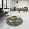 thumbnail image 3 of Ahgly Company Indoor Round Abstract Green Abstract Area Rugs, 5' Round, 3 of 6