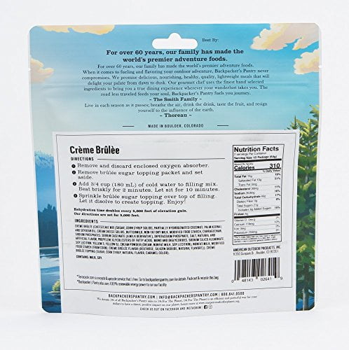 2 Servings Backpacker/'s Pantry Creme Brulee