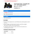 thumbnail image 2 of Push To Start Switch - Compatible with 2013 - 2019 Hyundai Santa Fe 2014 2015 2016 2017 2018, 2 of 2