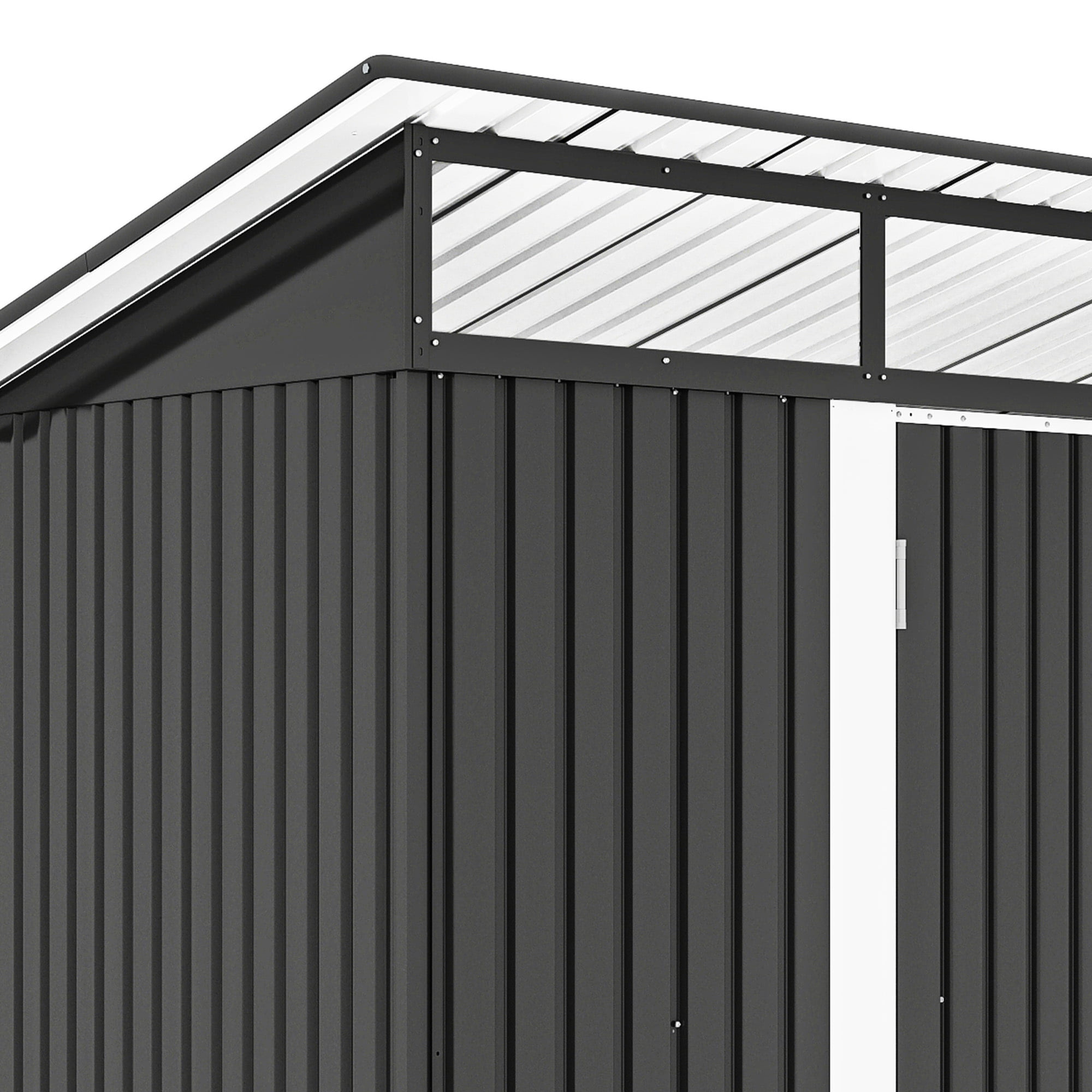 Craftian 8.5x3.2 FT Outdoor Storage Shed with Acrylic Windows, Secure Access Lock for Bike Garden Patio Dark Gray
