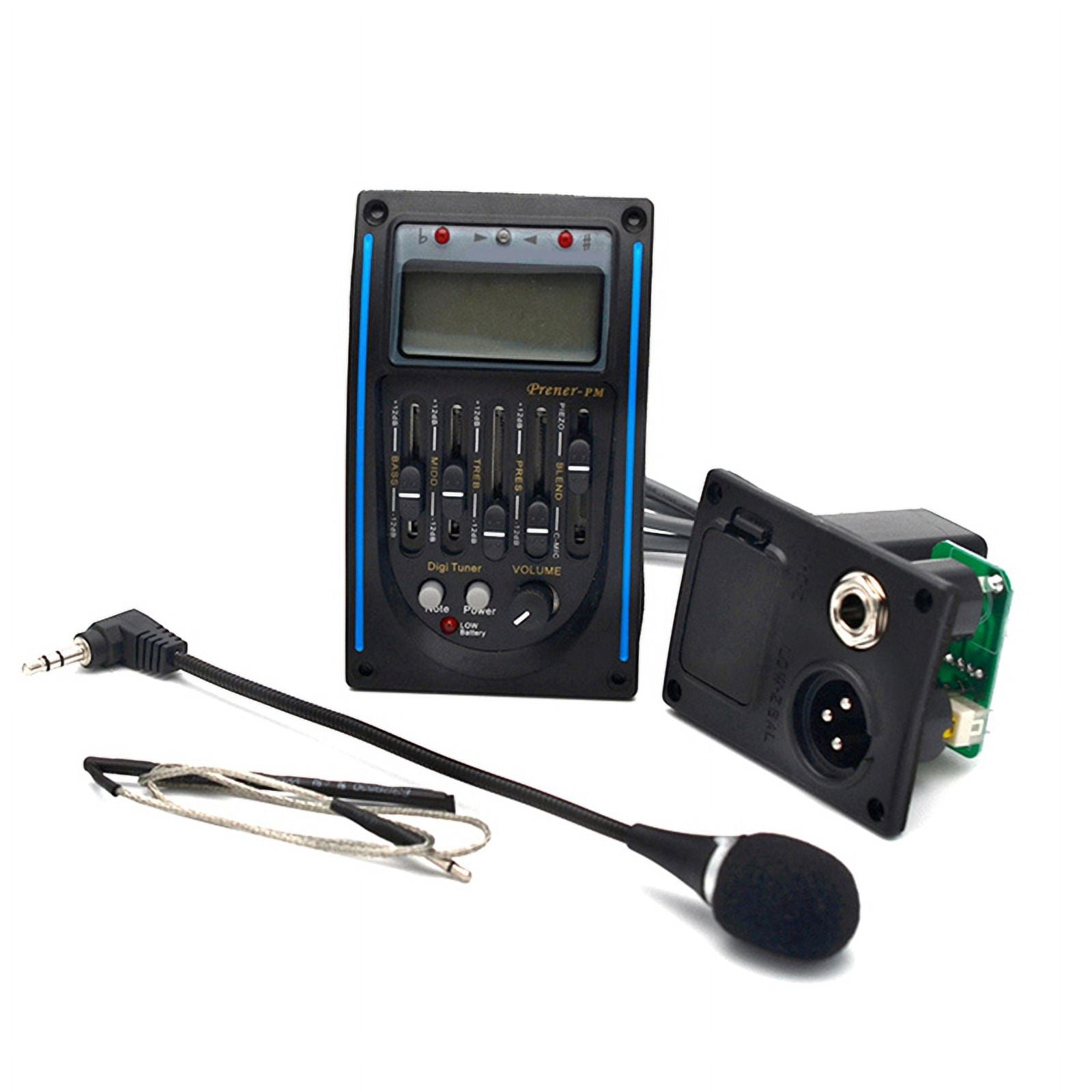 2X Acoustic Guitar Pickup,5 Band EQ Equalizer Guitar Preamp Piezo Pickup Tuner with Mic LCD Display