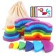 thumbnail image 1 of Bloques de construcción de madera de arcoíris para niños, juguetes con formas geométricas, rompecabezas de apilamiento de madera, juguetes para bebés, juegos cerebrales, regalo de, 1 of 3