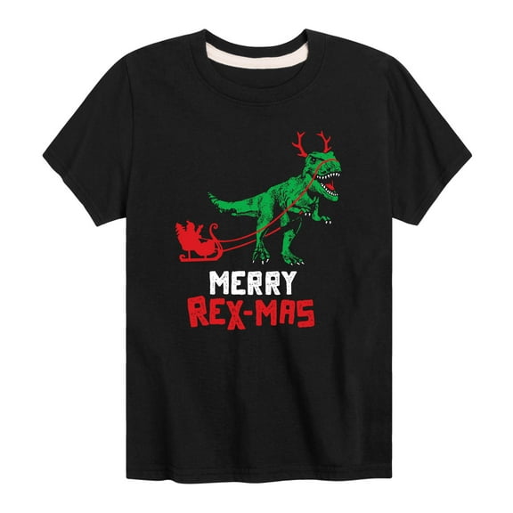 Instant Message - Dinosaur Pulling A Sleigh - Youth Short Sleeve Tee