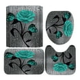 thumbnail image 2 of 4 Pcs Rose Flower Shower Curtain Sets, Floral Shower Curtain Sets With Rugs(Bath Mat, U Shape And Toilet Lid Cover Mat) And 12 Hooks, 71*71 Inch, 4PCS Set, 2 of 7