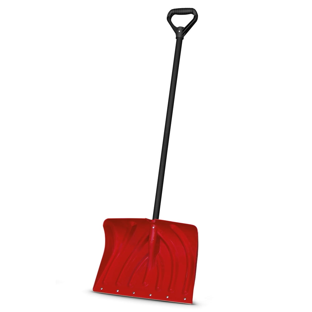 Suncast 18" Snow Shovel and Pusher with Steel Core Handle, Red