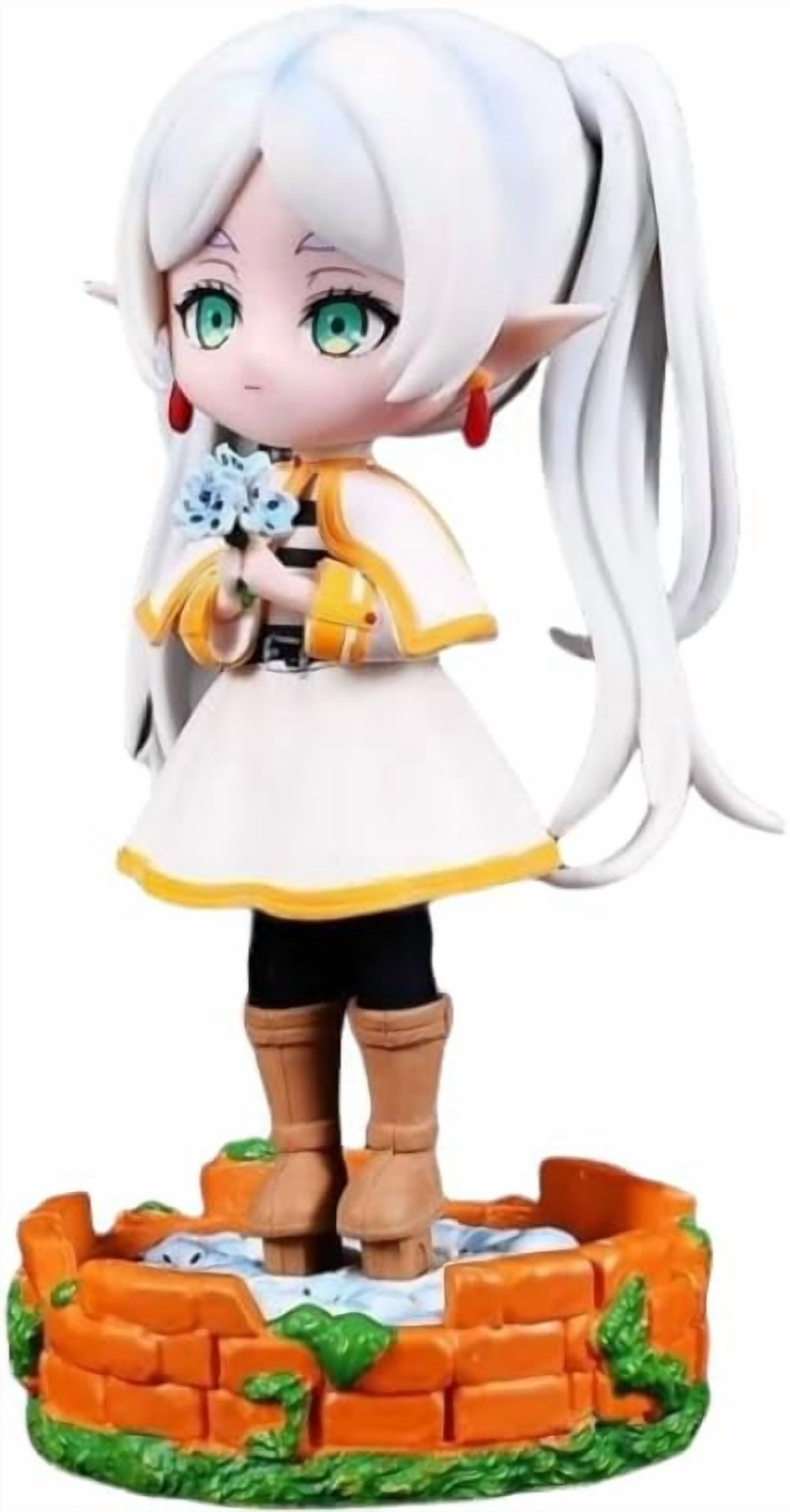 New Frieren Figure, Standing Q Version Magician Elf Frieren Action Figures 14cm/5.5inch Anime Model Game Character Statue Collection Decoration Gift