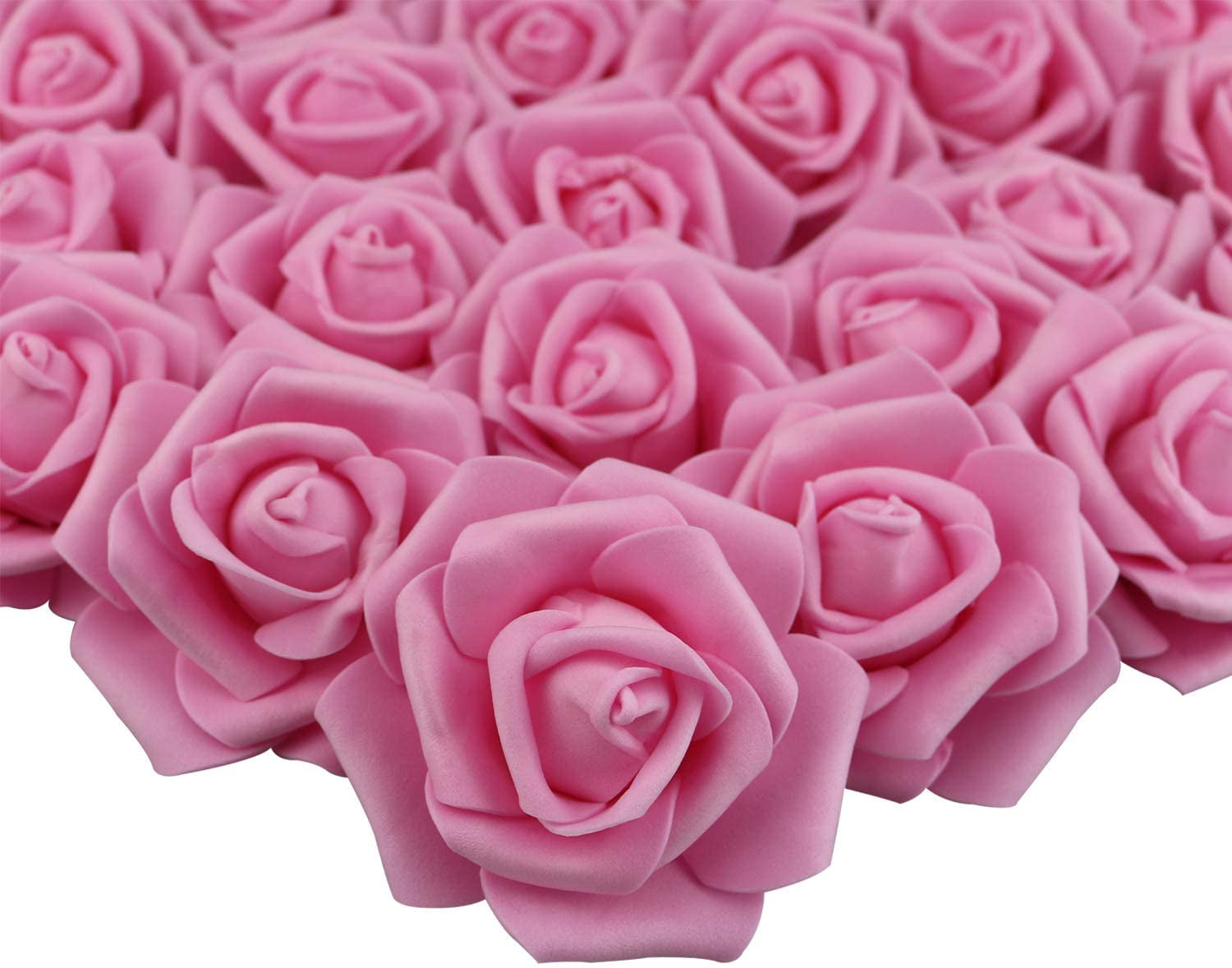 7cm DIY Artificial Foam Rose Head Wedding Party Home Decoration 100pcs Pink 
