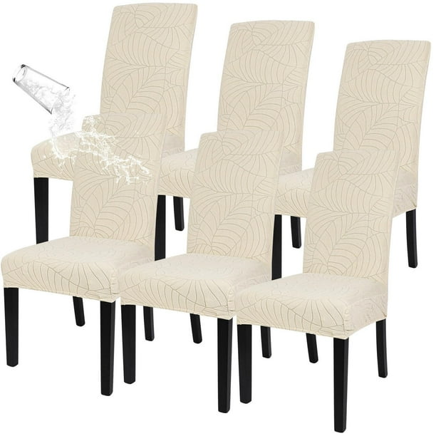 Fundas Impermeables para Sillas de Comedor SearchI Juego de 6 Hojas Beige