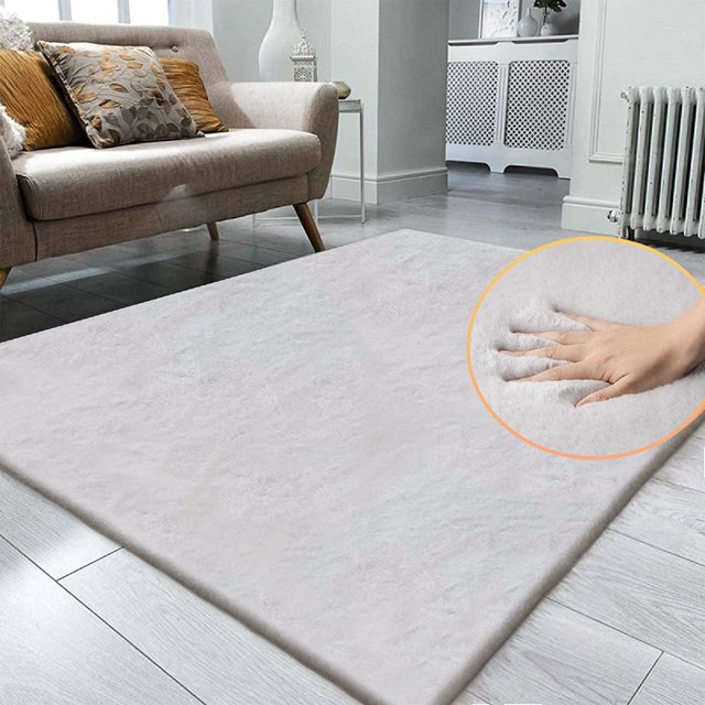 Latepis Faux Fur Rug 4x6, Faux Rabbit Rug for Living Room, Fluffy