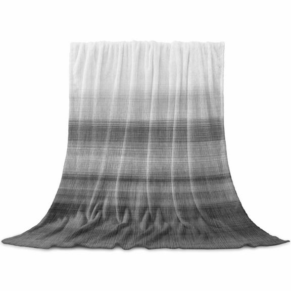 Black White Ombre Flannel Blanket for Bed, Vintage Minimalism Abstract Stripes Soft Cozy Warm Couch Throw Blanket, Lightweight Fluffy Plush Bedding Blankets for Sofa Decor All Season 30"x40"