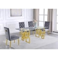 thumbnail image 2 of Rectangular Clear Glass 5pc Dining Set with Gold Stainless Steel Base, 2 of 4