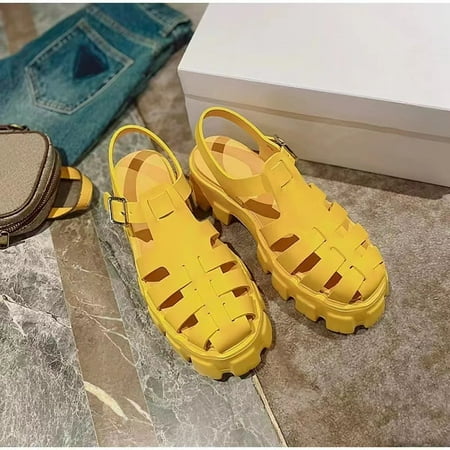 

JointlyCreating New Summer Women Sandals Flatform Wedge Hollow Out Ankle Buckle Round Toe Shoes Females Outdoor Beach Casual Sandals