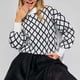 thumbnail image 3 of Gibobby Sueter Para Mujer Invierno Punto de punto con manga y cuello redondo holgado a cuadros de para mujer(Negro,G), 3 of 5