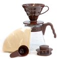 thumbnail image 1 of Hario V60 Pour Over Starter Set with Dripper, Glass Server, Scoop and Filters, Size 02, Brown HARIO NA, 1 of 1