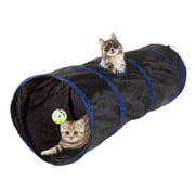 Angle View: PETMAKER Collapsible Cat Tunnel - Interactive Play Tube for cats Kittens, Rabbits, Pets With Ball Toy and Peep Hole for Exercise, Hiding, Napping