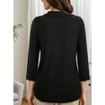 thumbnail image 3 of Weardear Womens 3/4 Sleeve Tops Dressy Casual Summer Polo Shirts Zipper Collar V Neck Work Blouses, 3 of 5