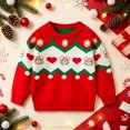 thumbnail image 2 of Toddler Boys Christmas Holiday Knit Pullover Sweater, Festive Reindeer Santa Gingerbread Graphic Crewneck Top 6-7 Years, 2 of 9