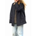 thumbnail image 3 of Female Trendy Jackets Fall Contrast Collar Zip Up Cotton Oversized Casual Cargo Barn Jacket Navy Blue L, 3 of 9