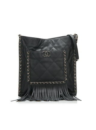Chanel Black Checkered Leather Shoulder Bag Shopper Tote – Ladybag