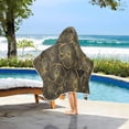 thumbnail image 3 of Yayeee Kids Hooded Towel with Hand Pockets Beach Soft Absorbent Bath Wrap 50 x 23.5 inch, Black Flower Pattern, 3 of 5