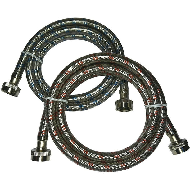 Premium Stainless Steel Washing Machine Hoses, 4 Ft Burst Proof (2 Pack