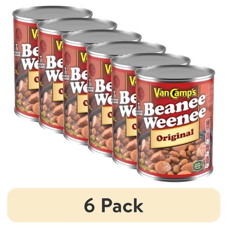 (6 pack) Van Camp's Original Beanee Weenee, 7g Protein Per Serving, Canned Food, 14.75 oz. Can