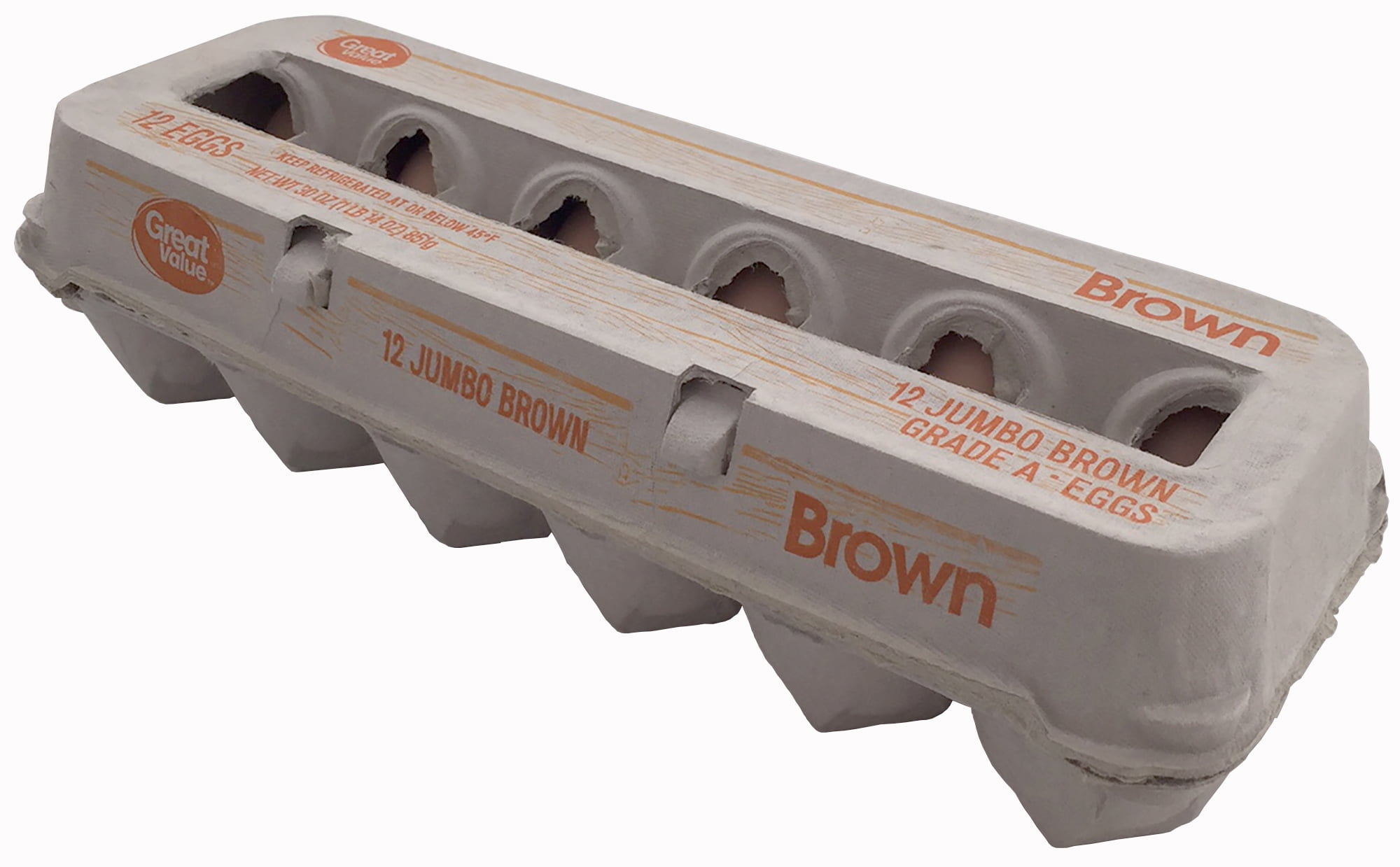Great Value Jumbo Brown A Eggs, 12 Count